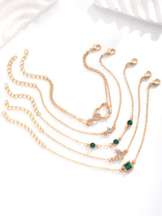 Shein - 5pcs/set Rhinestone Butterfly & Heart Decor Bracelet