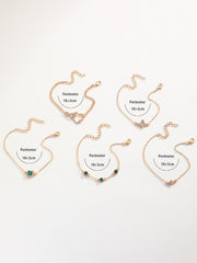 Shein - 5pcs/set Rhinestone Butterfly & Heart Decor Bracelet