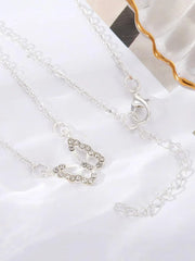 Shein - Fashion zinc alloy necklace with rhinestone decor and butterfly pendant for daily decoration one piece for women