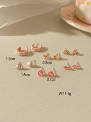 Shein - 6pairs/set Bow & Heart Decor Earrings