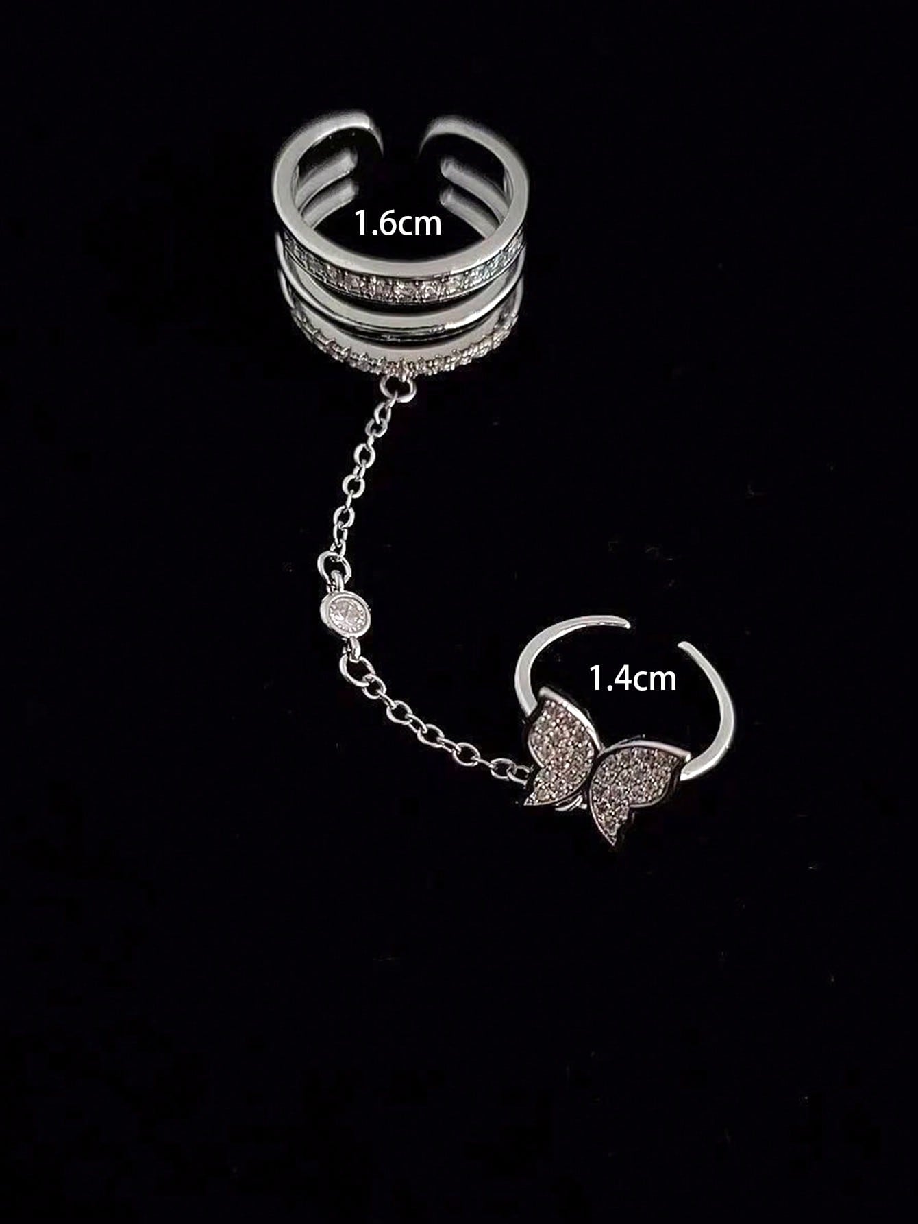 Shein - 2Pcs/Set Glamorous Butterfly Decor Mitten Ring For Women For Daily Decoration