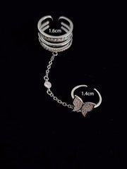 Shein - 2Pcs/Set Glamorous Butterfly Decor Mitten Ring For Women For Daily Decoration