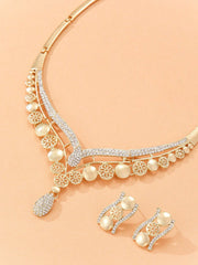 Shein - 3Pcs/Set Glamorous Rhinestone Decor V-Shaped Jewelry Set For Women For Banquet Jewelry