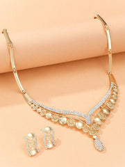 Shein - 3Pcs/Set Glamorous Rhinestone Decor V-Shaped Jewelry Set For Women For Banquet Jewelry