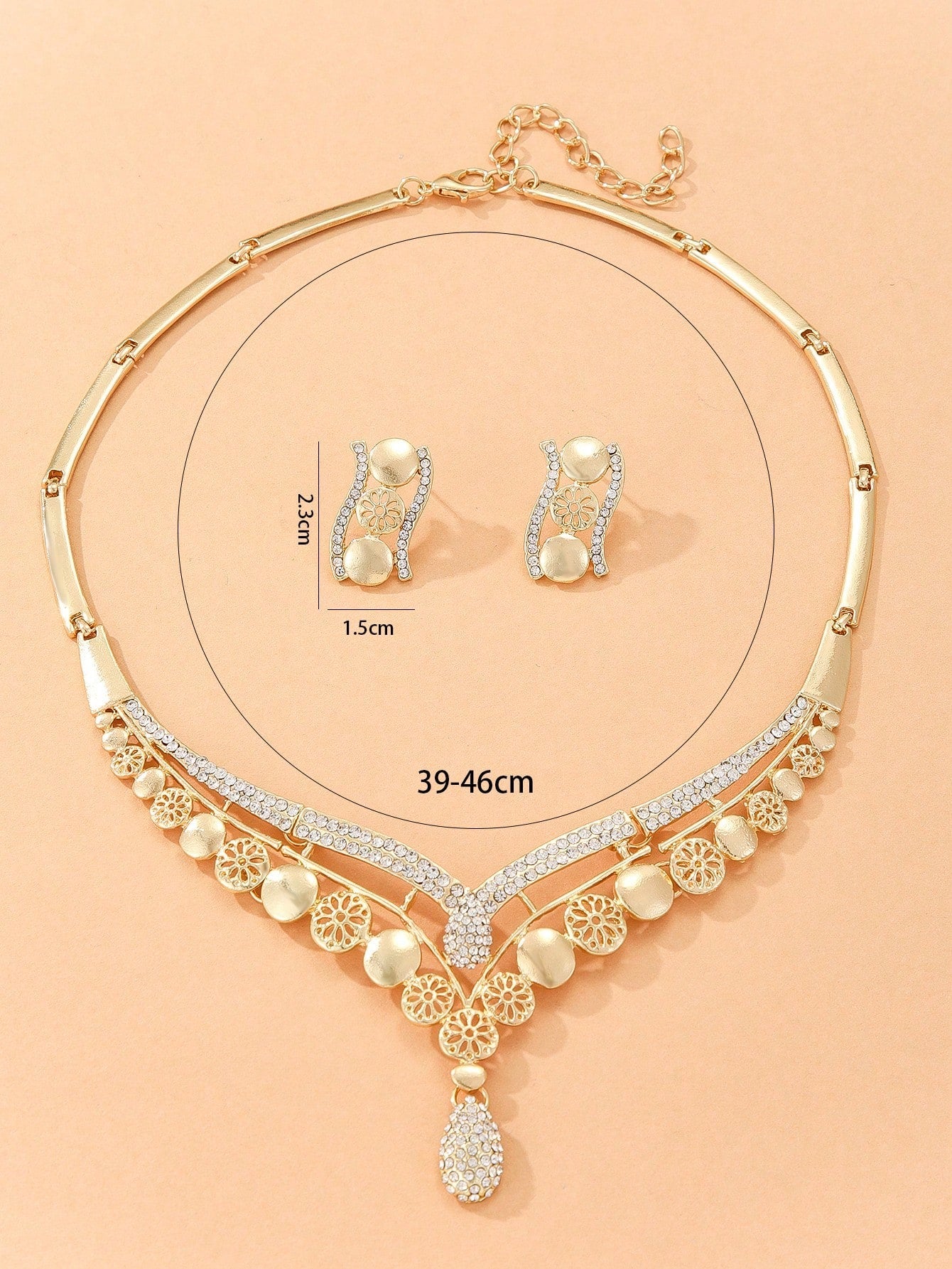 Shein - 3Pcs/Set Glamorous Rhinestone Decor V-Shaped Jewelry Set For Women For Banquet Jewelry