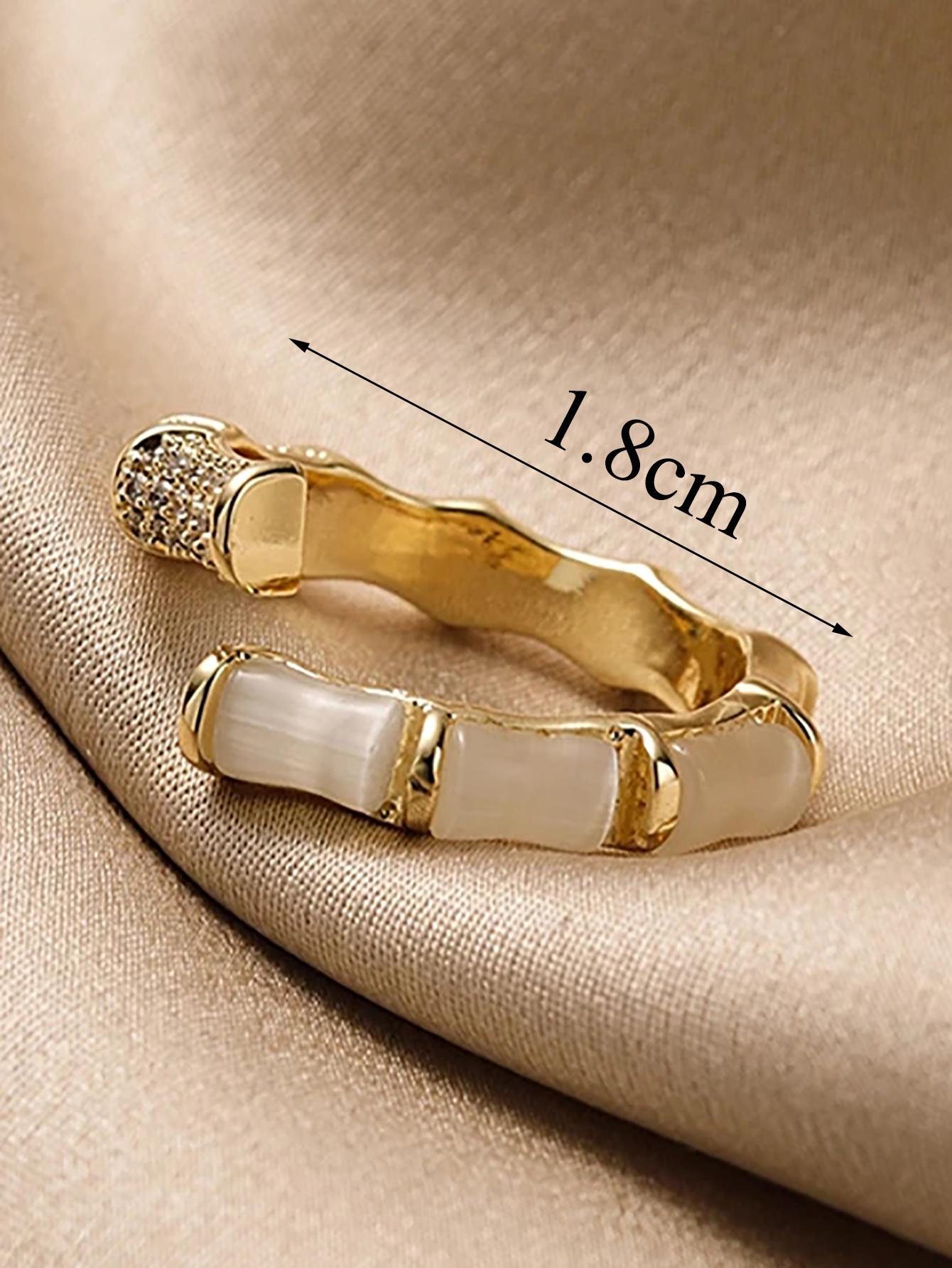 Shein - 1Pc Glamorous Opal & Cubic Zirconia Decor Cuff Ring For Women For Girlfriend'S Gift