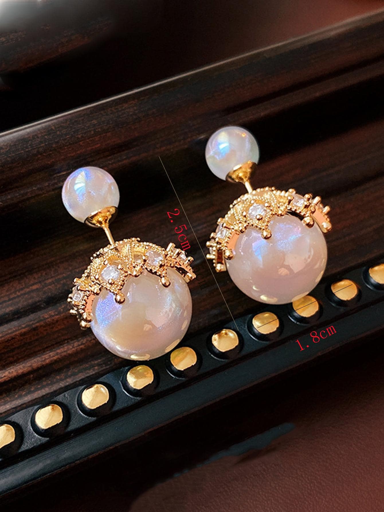 Shein - 1pair Fashion Cubic Zirconia & Faux Pearl Decor Earring Jackets For Women For Gift