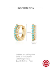 Shein - 1pair European And American Fashion Simple Personality Double-Row Mixed-Color Diamond Inlaid Silver Hoop Earrings