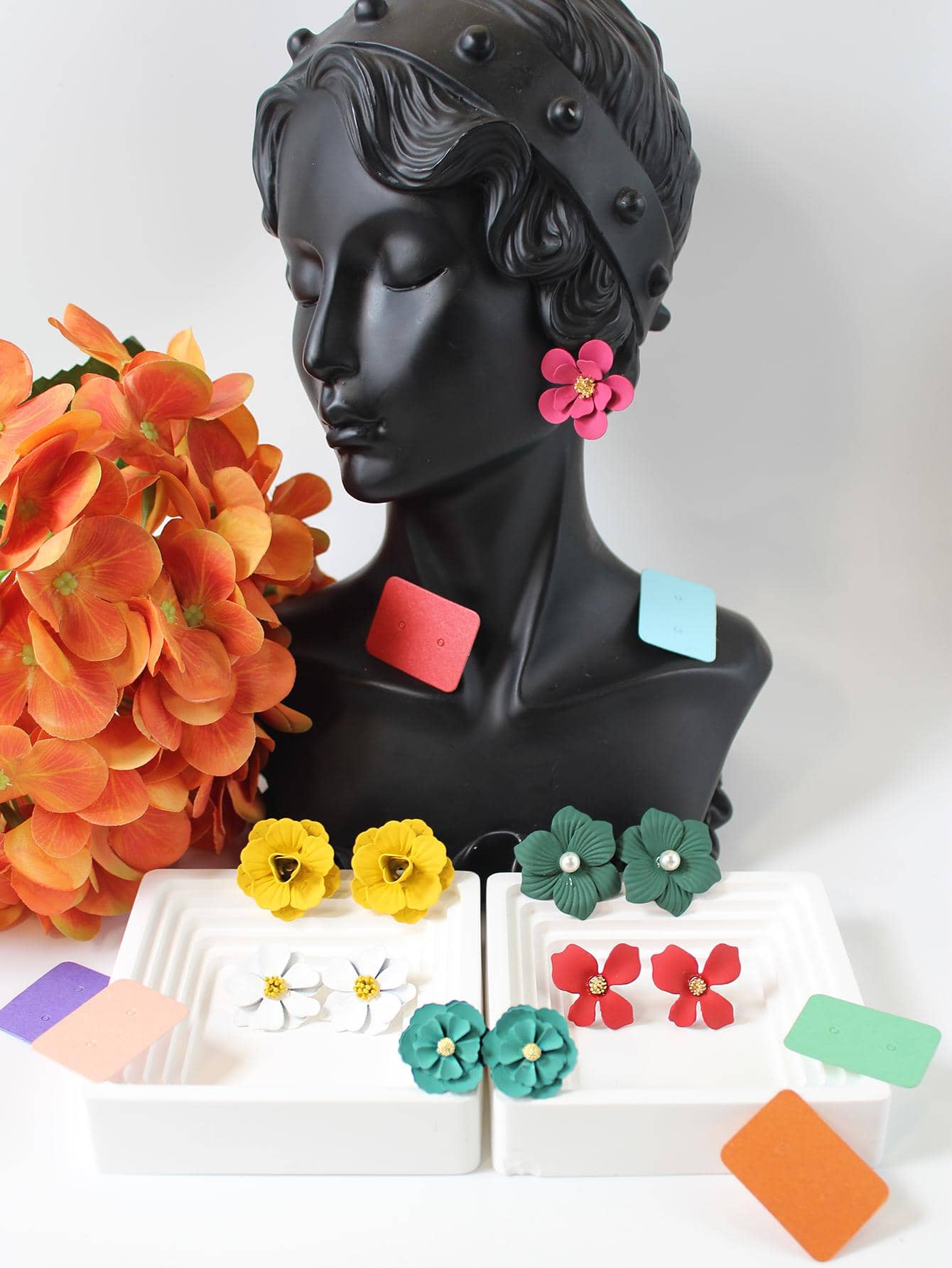 Shein - 6pairs/set Flower Decor Stud Earrings