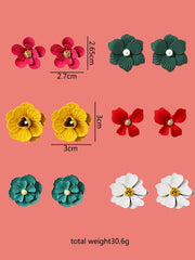 Shein - 6pairs/set Flower Decor Stud Earrings