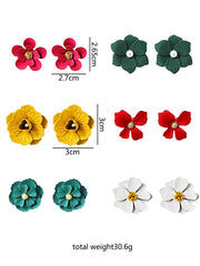 Shein - 6pairs/set Flower Decor Stud Earrings