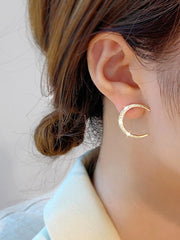 Shein - Rhinestone Moon & Star Decor Mismatched Stud Earrings