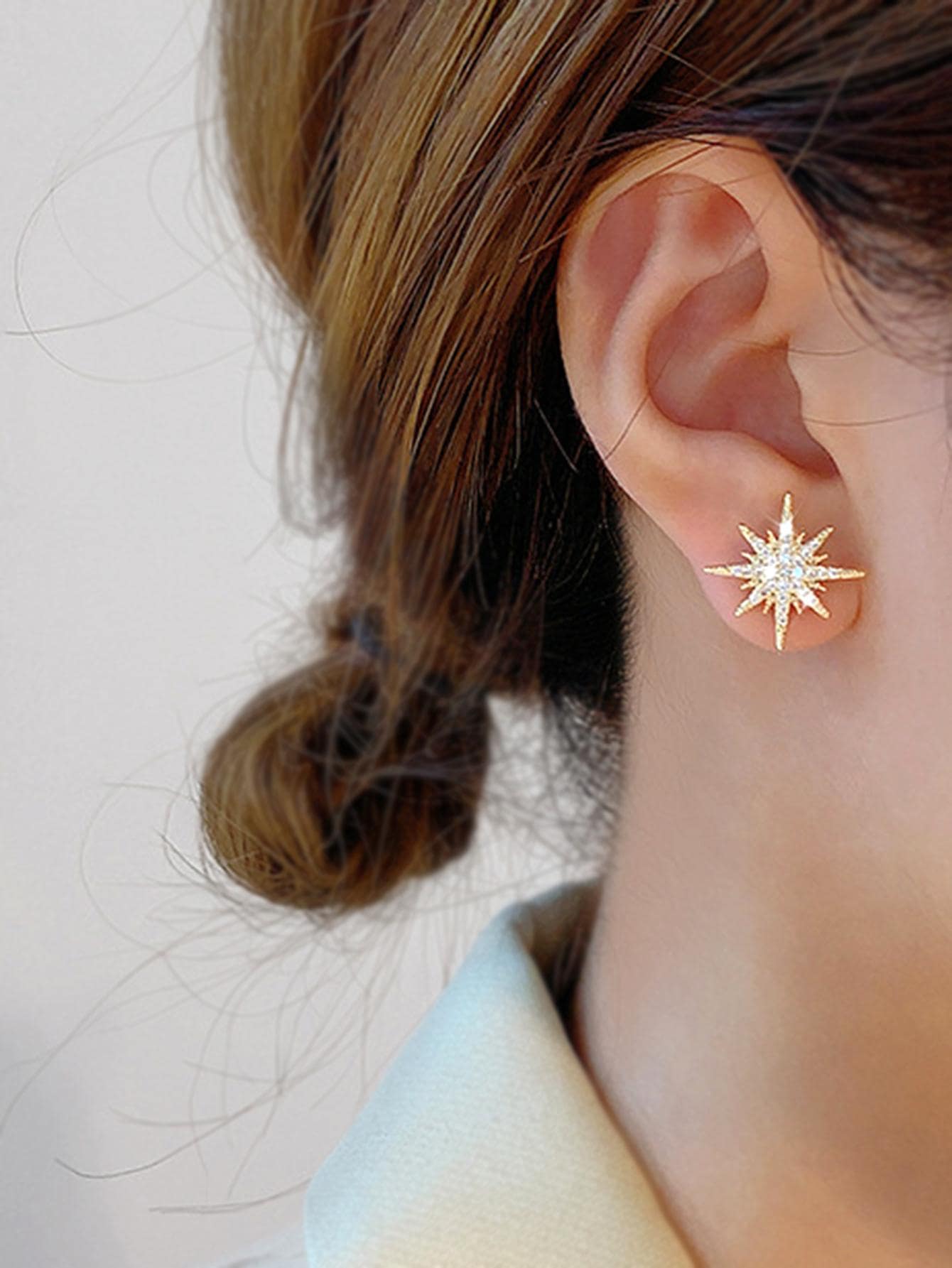 Shein - Rhinestone Moon & Star Decor Mismatched Stud Earrings