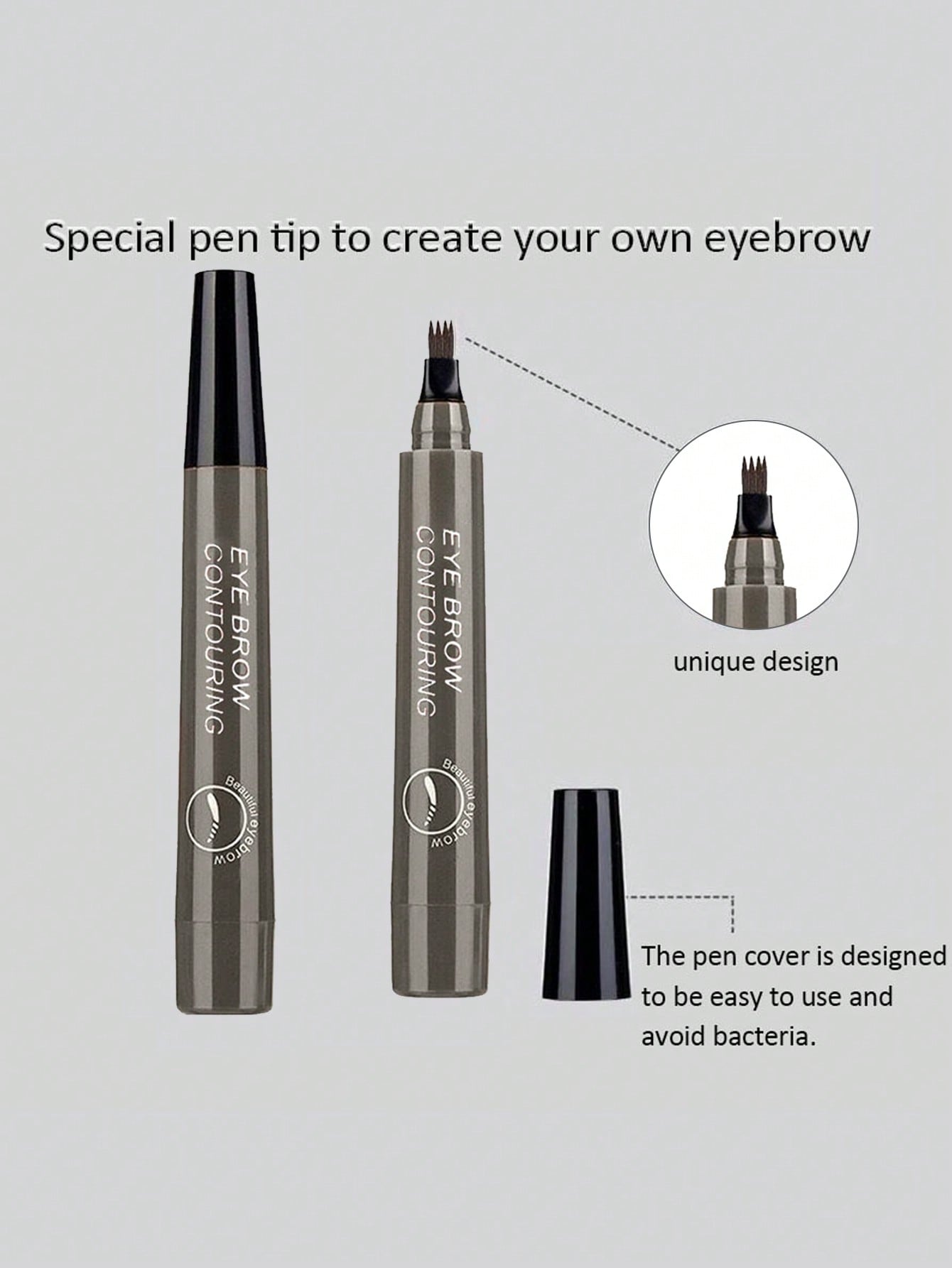 Shein - Waterproof Liquid Eyebrow Pen, Long-lasting Smudge Proof Eye Brow Makeup Product 803 Gray