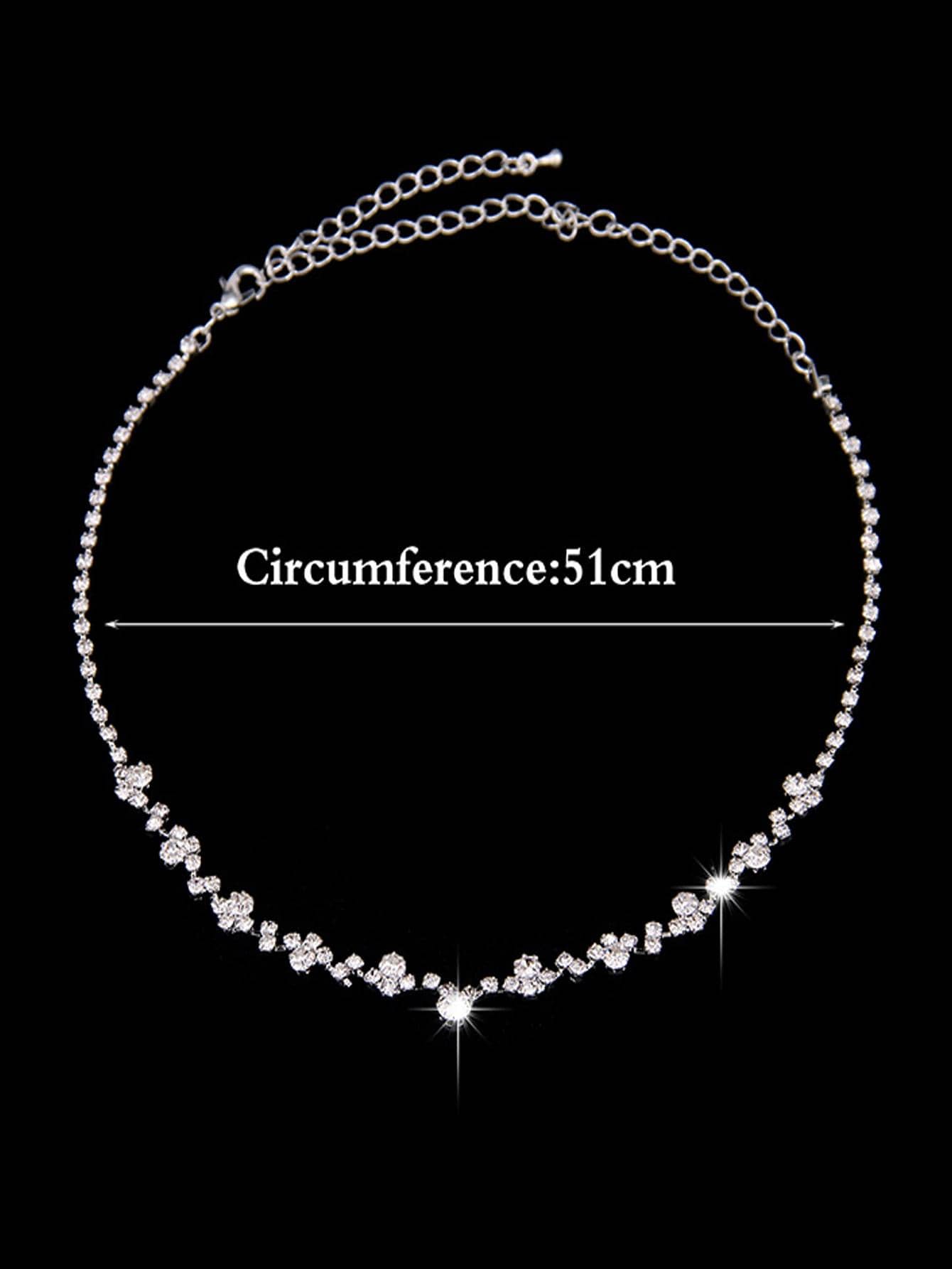 Shein - Luxury Glass Rhinestone Decor Chain Necklace For Women For Daily Life