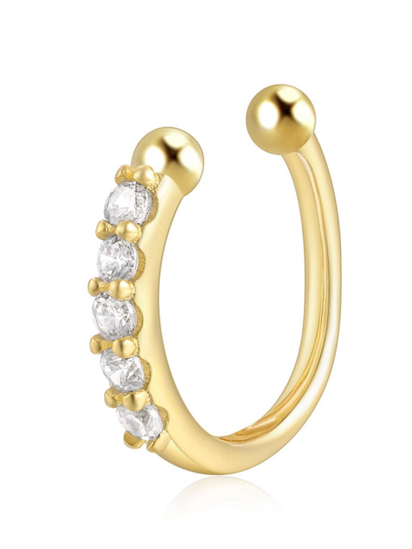 Shein - 1pc Glamorous Cubic Zirconia Decor Nose Cuff For Women For Daily Decoration