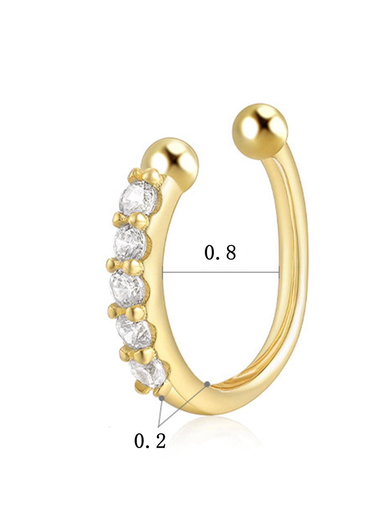 Shein - 1pc Glamorous Cubic Zirconia Decor Nose Cuff For Women For Daily Decoration