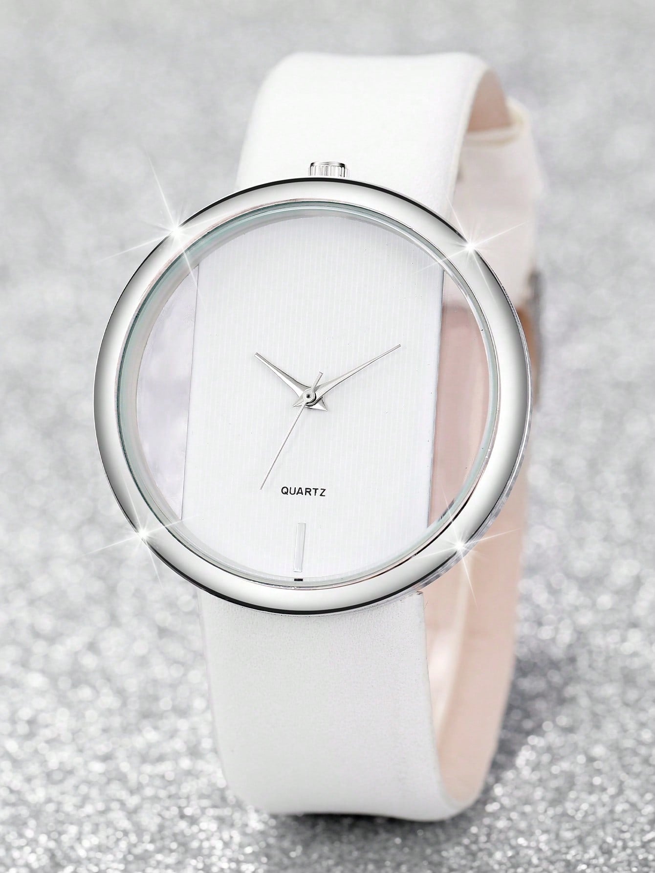 Shein - 1pc Minimalist Round Pointer Quartz Watch & 1pc Butterfly Charm Bracelet