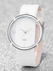 Shein - 1pc Minimalist Round Pointer Quartz Watch & 1pc Butterfly Charm Bracelet