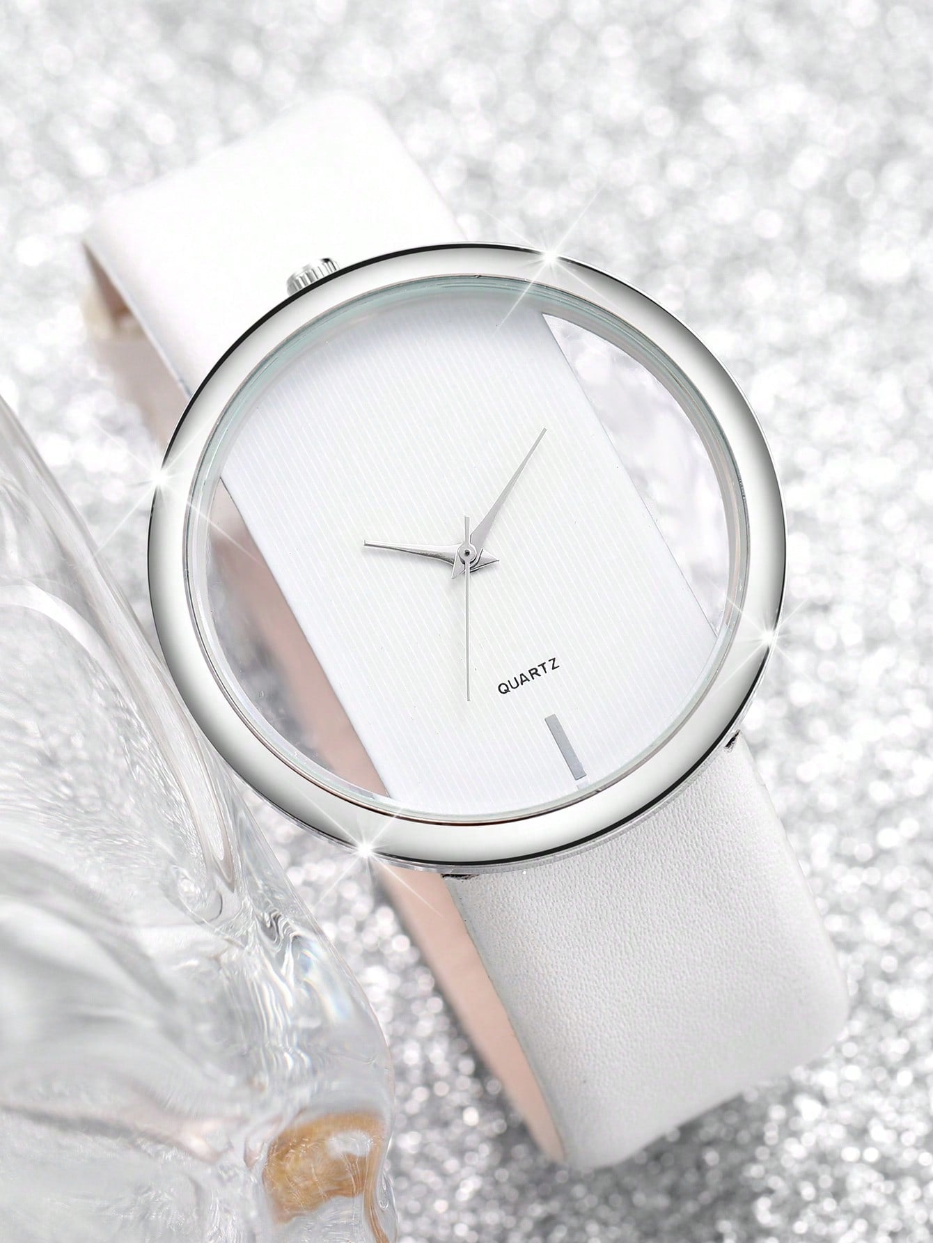 Shein - 1pc Minimalist Round Pointer Quartz Watch & 1pc Butterfly Charm Bracelet