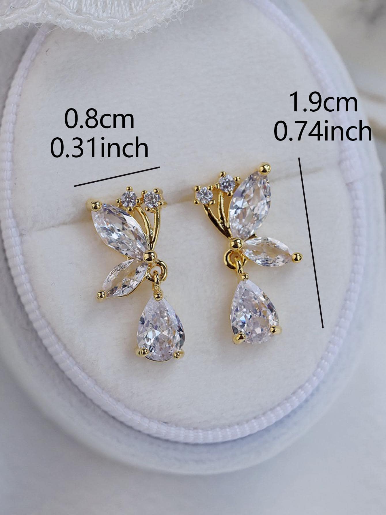 Shein - 2Pcs Rhinestone Decor Drop Earrings