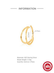 Shein - 1Pc Minimalist S925 Sterling Silver Nose Ring Piercing Trendy Unisex Daily 18k Gold Plated Fine Jewelry Gift
