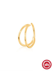 Shein - 1Pc Minimalist S925 Sterling Silver Nose Ring Piercing Trendy Unisex Daily 18k Gold Plated Fine Jewelry Gift
