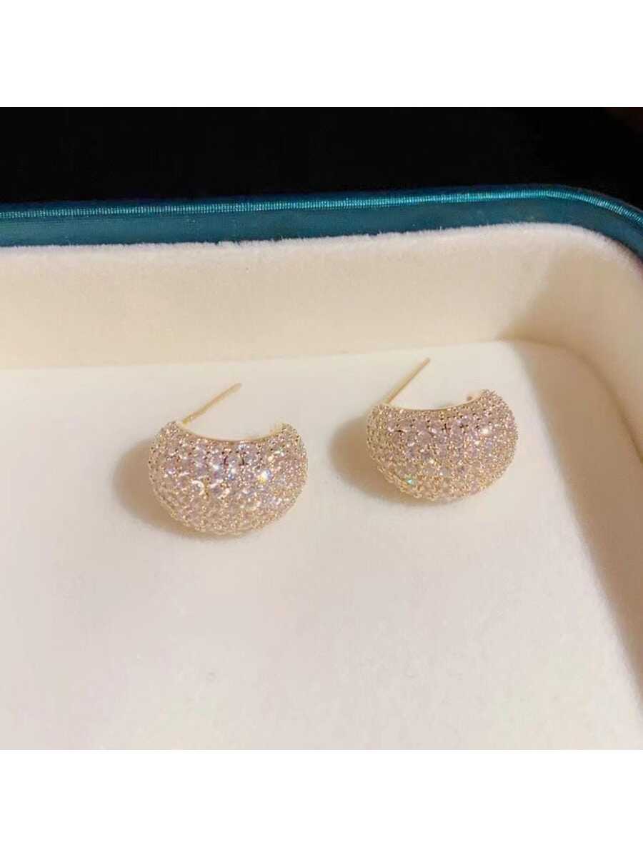 Shein - Cubic Zirconia Decor Stud Earrings