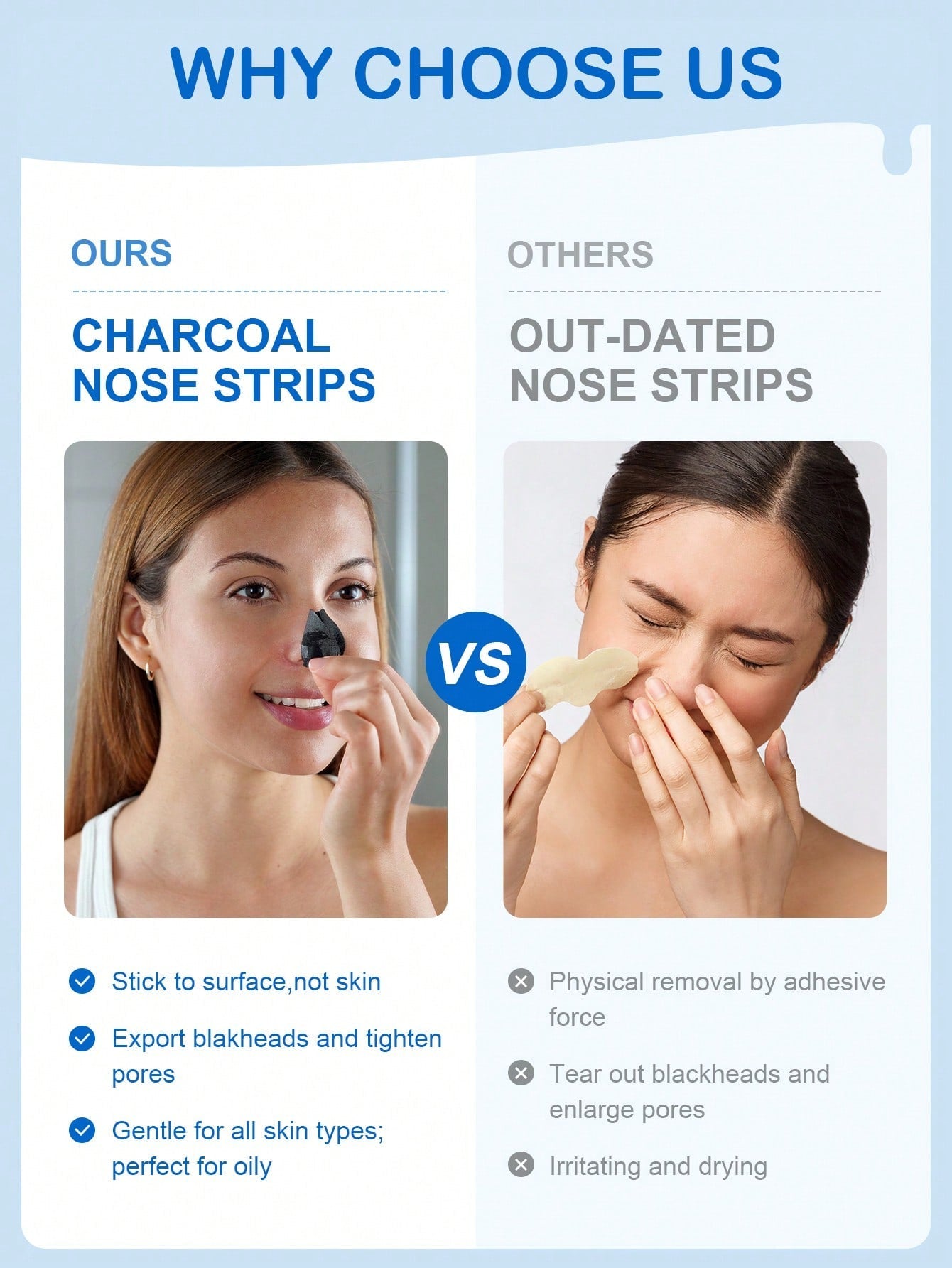 Shein - Slowsunday Blackhead Remover Nose Strips, Deep Cleanse And Refresh Your Skin, For Blackhead Removal On Oily Skin, With Instant Pore Unclogging, Features Natural Charcoal, 10Pcs - Black