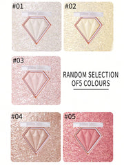 Shein - Diamond Shaped Powder Highlighter, 1Pc Long-Wearing Brightening Highlighter Contour Makeup Palette Brighten Natural Contouring - Pink