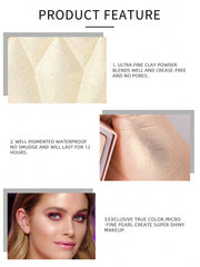 Shein - Diamond Shaped Powder Highlighter, 1Pc Long-Wearing Brightening Highlighter Contour Makeup Palette Brighten Natural Contouring - Pink