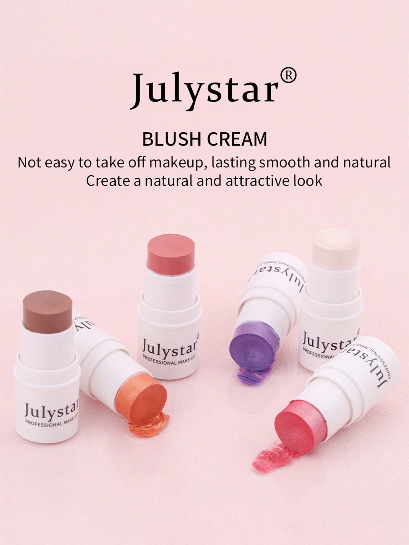 Shein - Professional Makeup Blush Stick, Long-Wearing Highly Pigmented Cream Blush