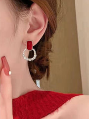 Shein - Rhinestone Decor Earrings