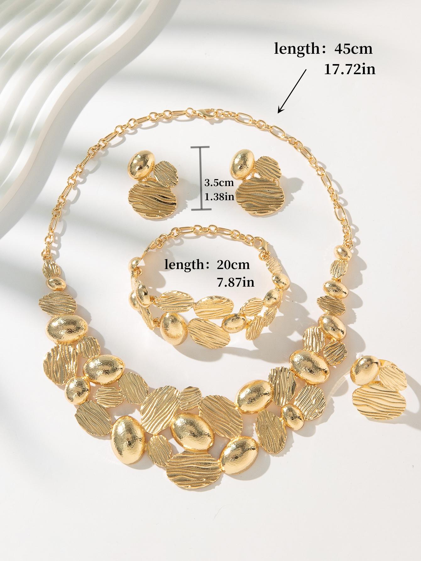 Shein - 5Pcs/Set Glamorous Textured Oval Decor Jewelry Set For Women For Party
