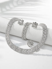 Shein - 5Pcs Rhinestone Heart Decor Jewelry Set