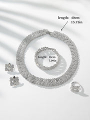 Shein - 5Pcs Rhinestone Heart Decor Jewelry Set