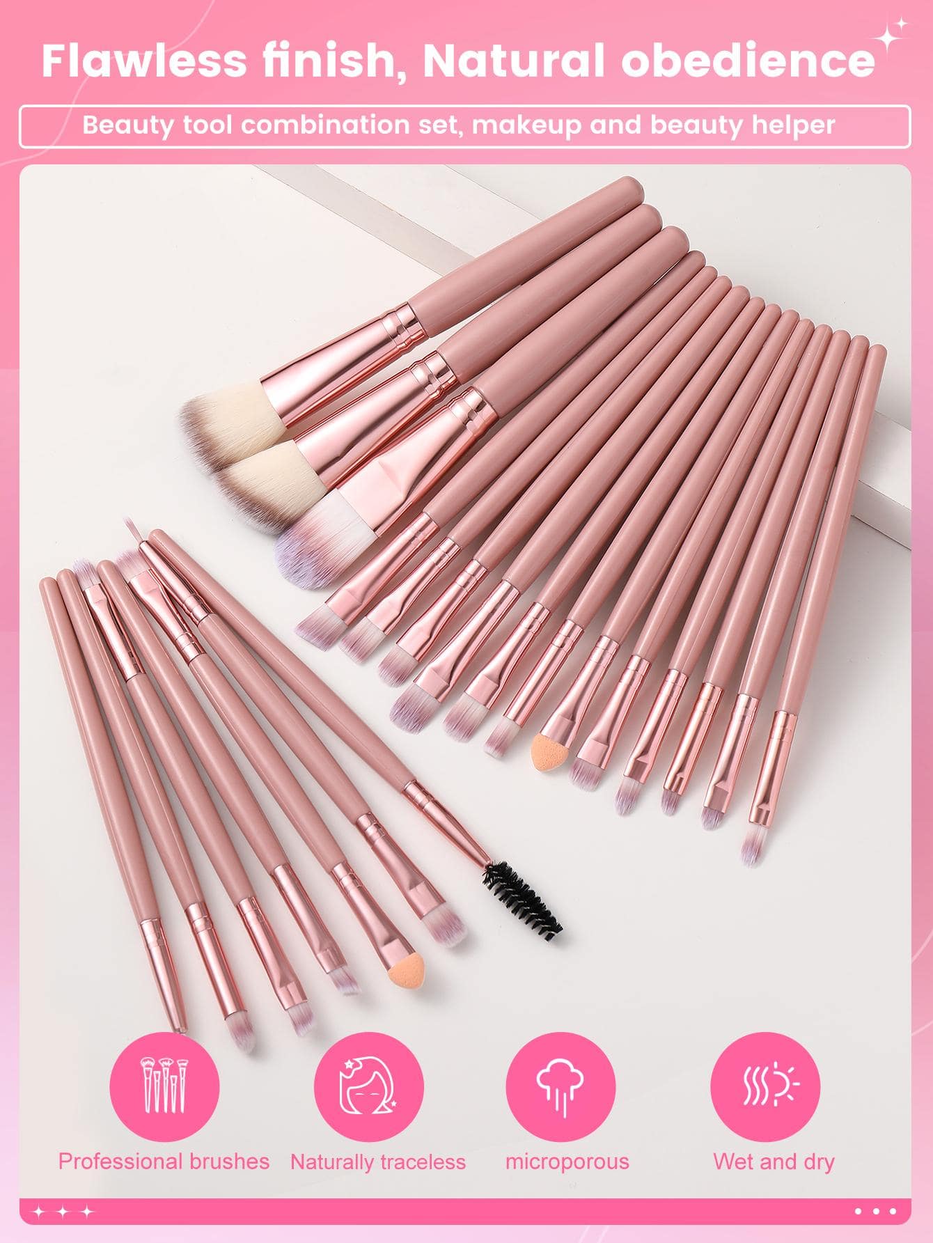 Shein - 22Pcs Makeup Brush Sets Premium Synthetic Hair Eyeshadow Blending Brush Sets Cosmetics Tools Cosmetic Brush Makeup Tools