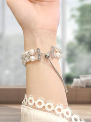 Shein - 1pc Classic Fashionable Adjustable Faux Pearls Bracelet Apple Watch Band, Professional Compatible With Latest Apple Watch Ultra 2/1,se 9/8/7/6/5/4/3/2/1, Size 38/40/41/42/44/45/49mm, Size Can Be Adjusted Freely, Waterproof & Wear Resistant