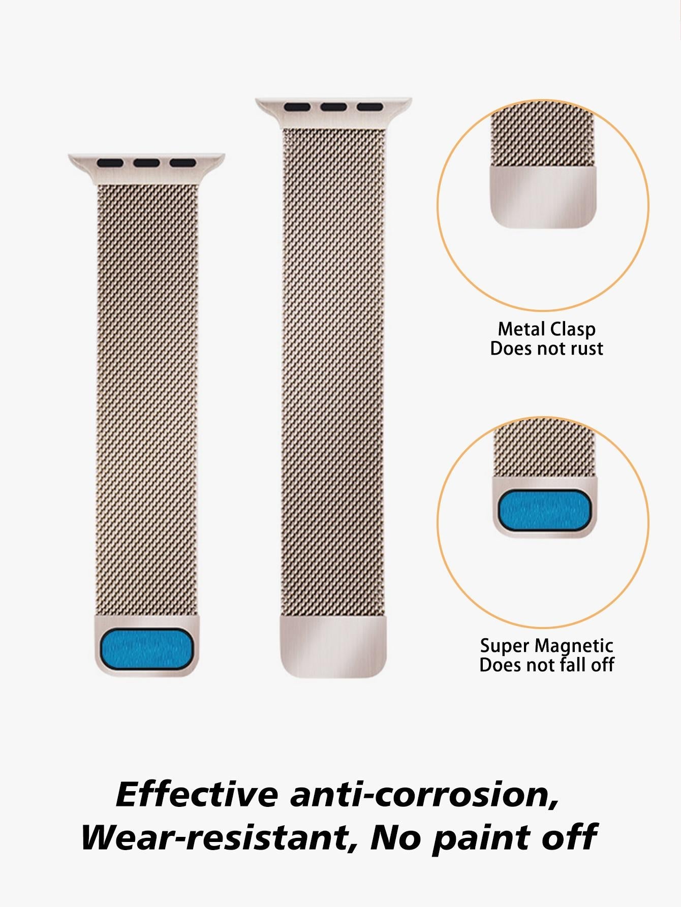 Shein - 1pc Metal Milanese Loop Band Compatible with Apple Watch Band
