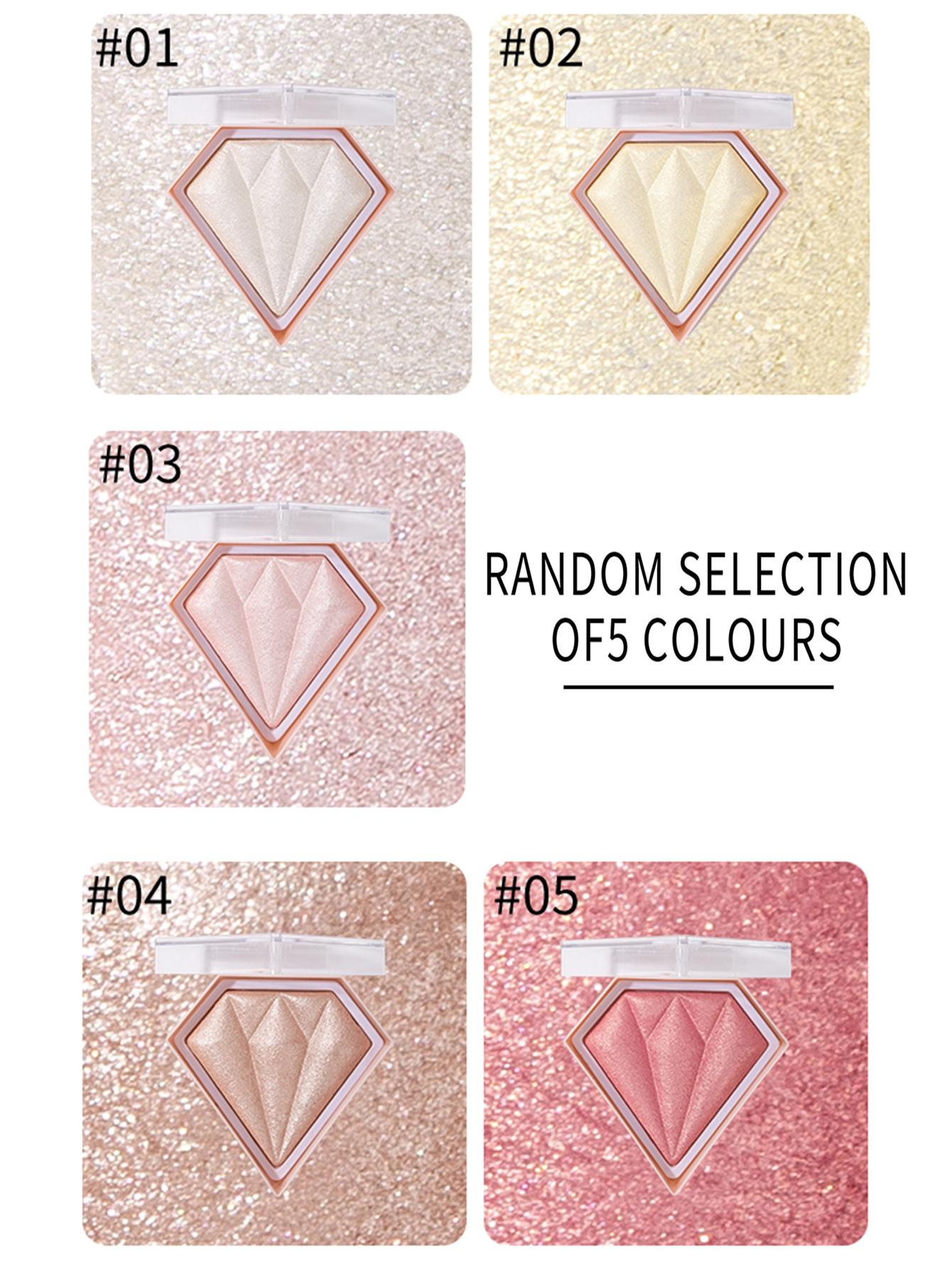 Shein - Diamond Shaped Powder Highlighter, 1Pc Long-Wearing Brightening Highlighter Contour Makeup Palette Brighten Natural Contouring - White