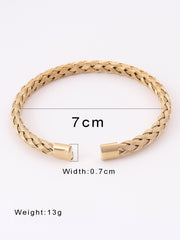 Shein - 1Pc Stainless Steel Braided Design Cuff Bangle