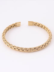 Shein - 1Pc Stainless Steel Braided Design Cuff Bangle