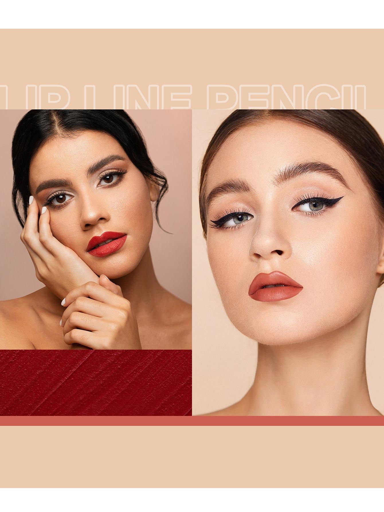 Shein - Matte Lip Liner Kit, 12Pcs/Set Long-Lasting Lip Liner Pencil