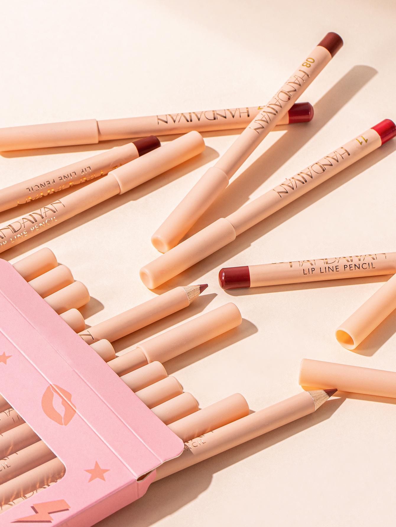 Shein - Matte Lip Liner Kit, 12Pcs/Set Long-Lasting Lip Liner Pencil