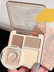 Shein - Face Contour Palette, 1Pc Long-Wearing Waterproof 4-Color Contour Palette Brighten Natural Contouring