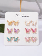 Shein - 6pairs/set Butterfly Stud Earrings