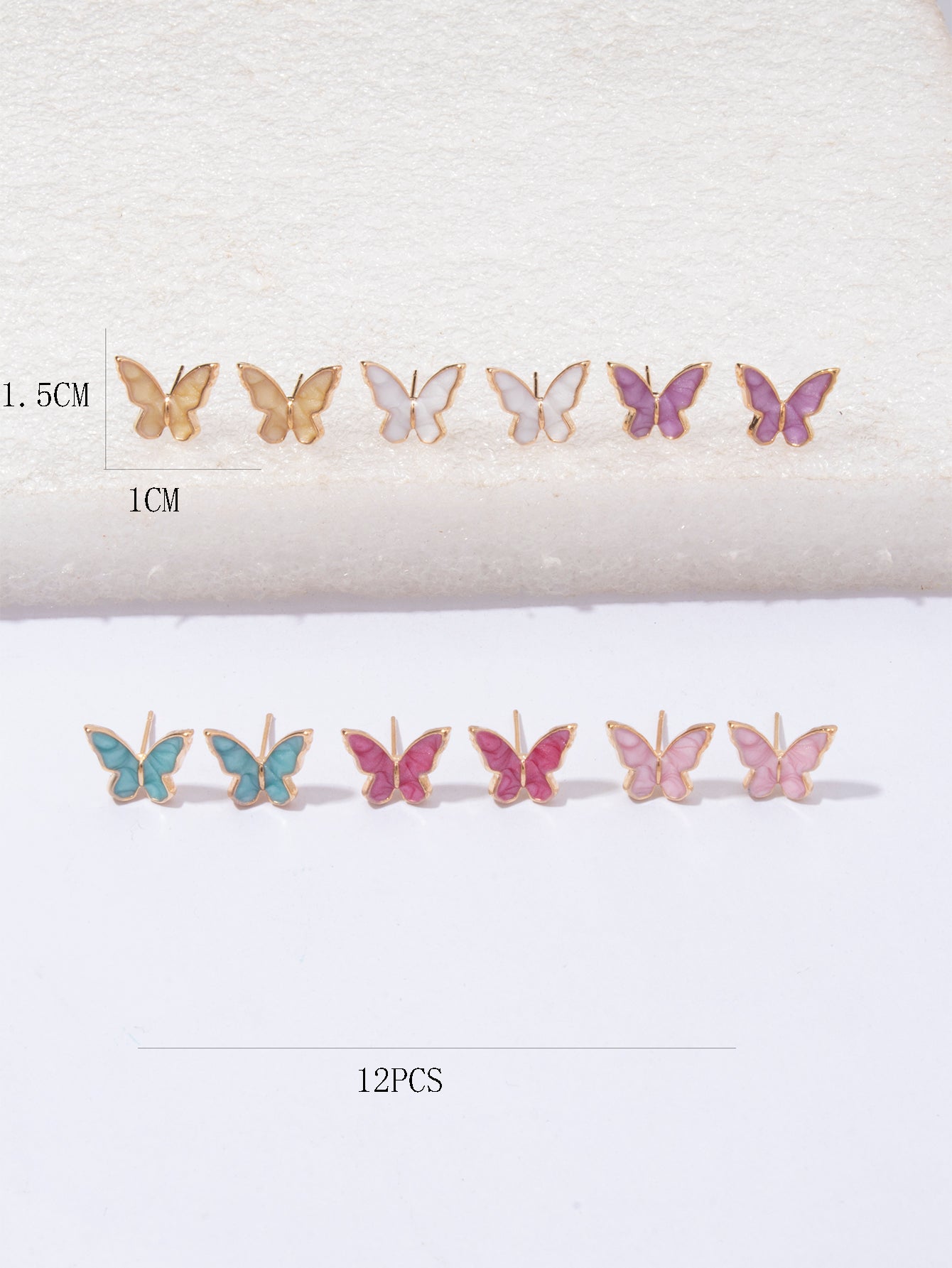 Shein - 6pairs/set Butterfly Stud Earrings