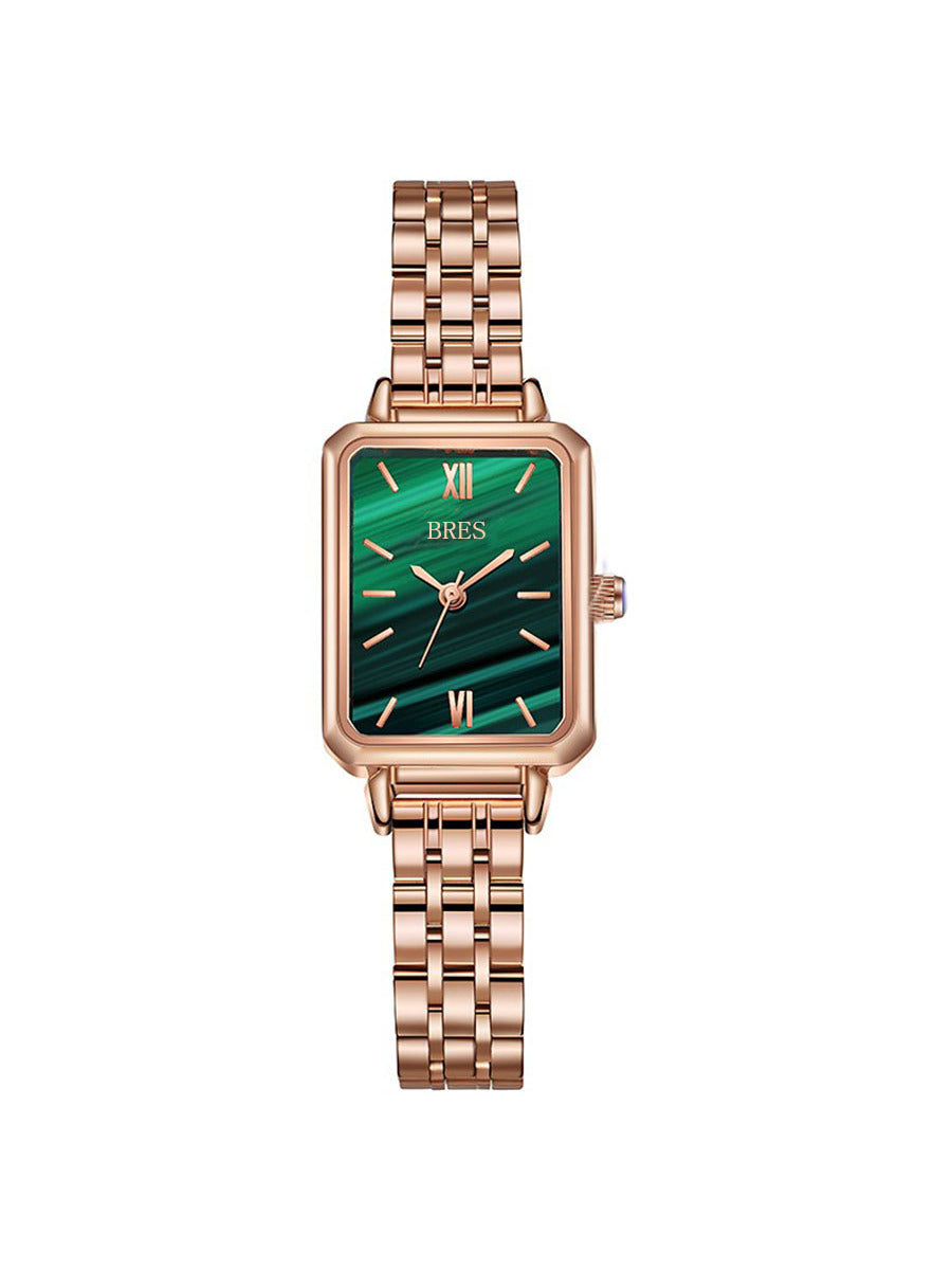 Shein - Women Stainless Steel Strap Fashion Waterproof Square Dial Quartz Watch, For Daily Decoration