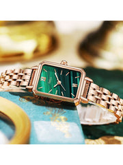 Shein - Women Stainless Steel Strap Fashion Waterproof Square Dial Quartz Watch, For Daily Decoration
