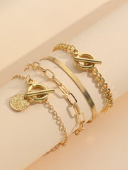 Shein - 4pcs/set Retro & Minimalist Multi-layer Bracelets For Women